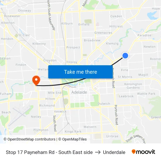 Stop 17 Payneham Rd - South East side to Underdale map