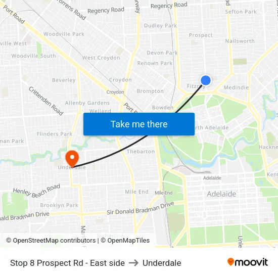 Stop 8 Prospect Rd - East side to Underdale map