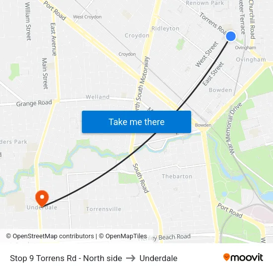 Stop 9 Torrens Rd - North side to Underdale map
