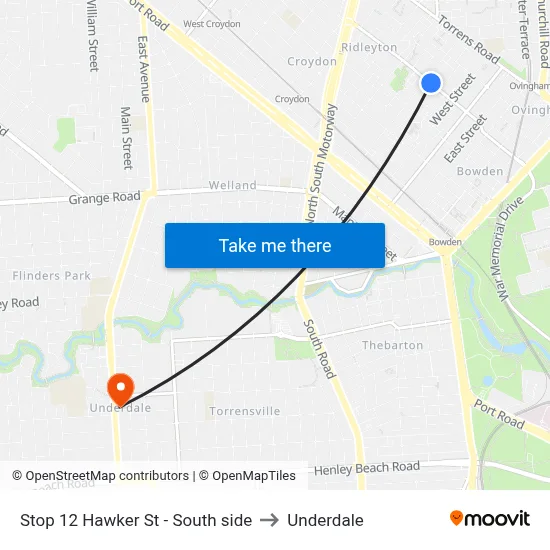 Stop 12 Hawker St - South side to Underdale map