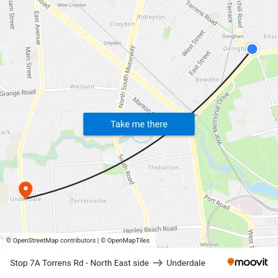 Stop 7A Torrens Rd - North East side to Underdale map