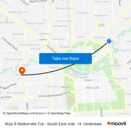 Stop 8 Walkerville Tce - South East side to Underdale map
