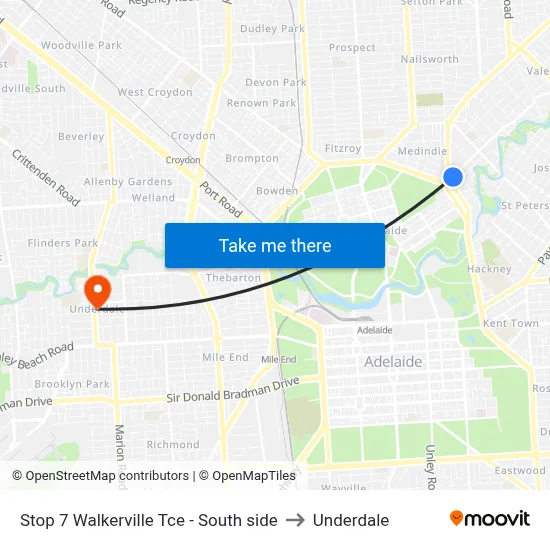 Stop 7 Walkerville Tce - South side to Underdale map