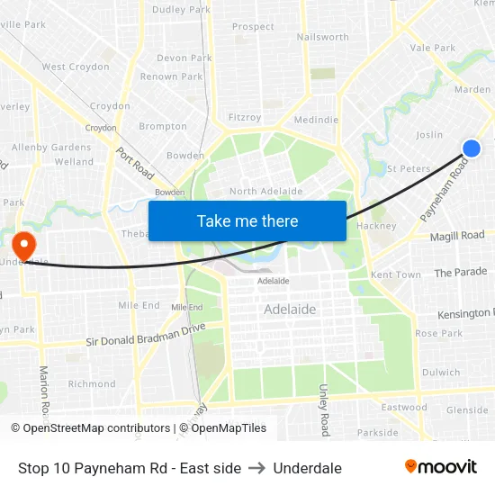 Stop 10 Payneham Rd - East side to Underdale map