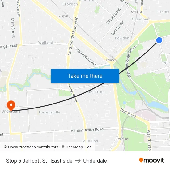 Stop 6 Jeffcott St - East side to Underdale map