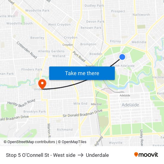 Stop 5 O'Connell St - West side to Underdale map