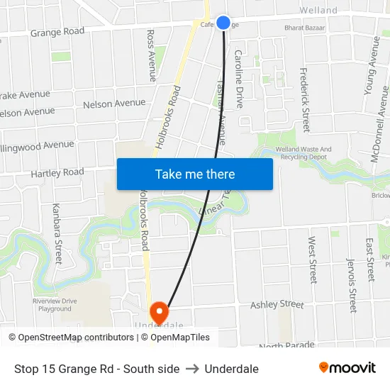 Stop 15 Grange Rd - South side to Underdale map