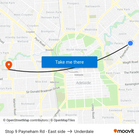 Stop 9 Payneham Rd - East side to Underdale map