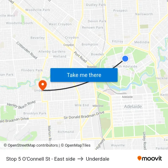 Stop 5 O'Connell St - East side to Underdale map
