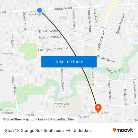 Stop 18 Grange Rd - South side to Underdale map