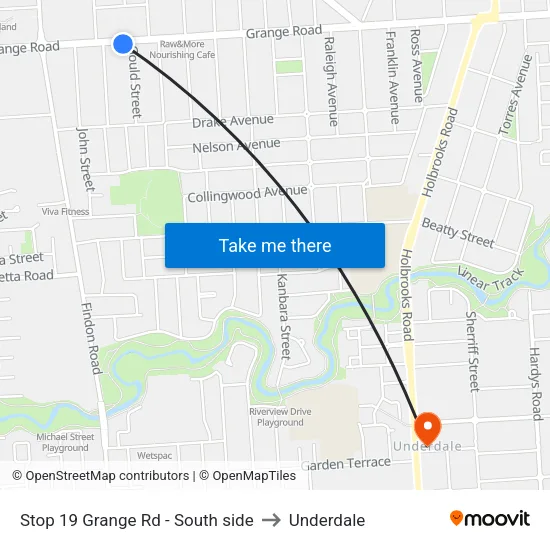 Stop 19 Grange Rd - South side to Underdale map