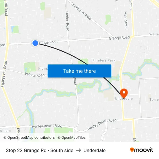 Stop 22 Grange Rd - South side to Underdale map