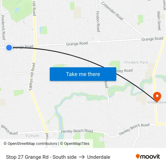 Stop 27 Grange Rd - South side to Underdale map
