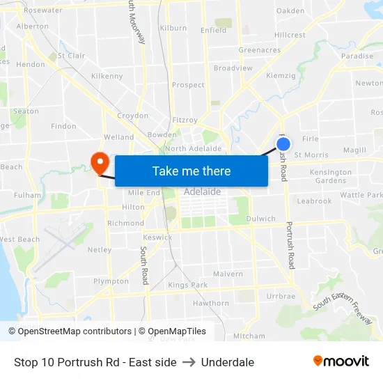 Stop 10 Portrush Rd - East side to Underdale map