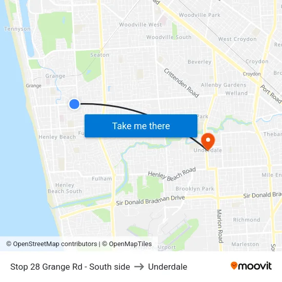 Stop 28 Grange Rd - South side to Underdale map