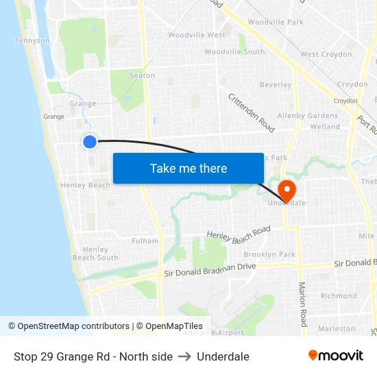 Stop 29 Grange Rd - North side to Underdale map