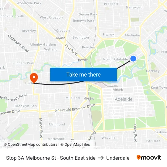 Stop 3A Melbourne St - South East side to Underdale map