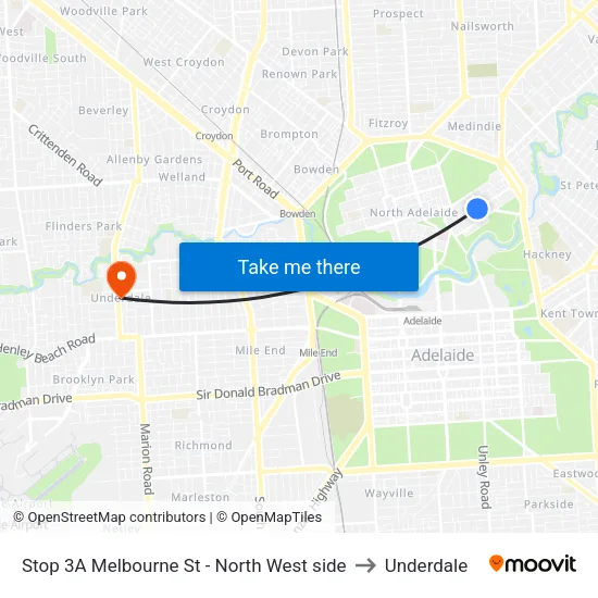 Stop 3A Melbourne St - North West side to Underdale map
