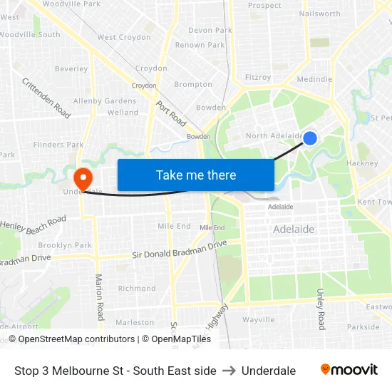 Stop 3 Melbourne St - South East side to Underdale map