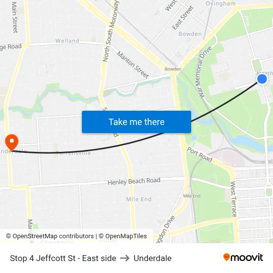 Stop 4 Jeffcott St - East side to Underdale map