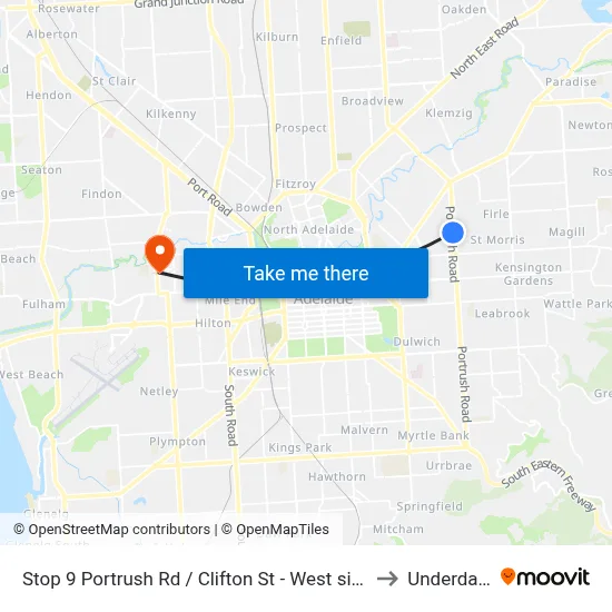 Stop 9 Portrush Rd / Clifton St - West side to Underdale map