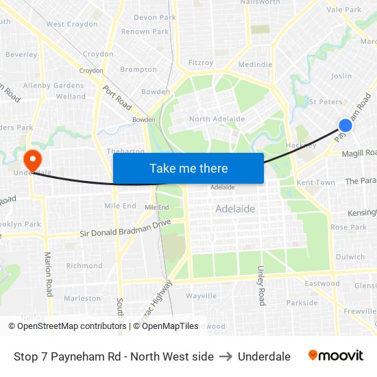 Stop 7 Payneham Rd - North West side to Underdale map