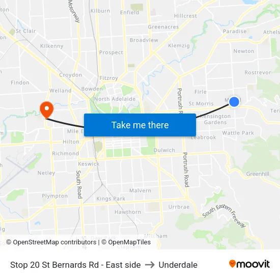 Stop 20 St Bernards Rd - East side to Underdale map
