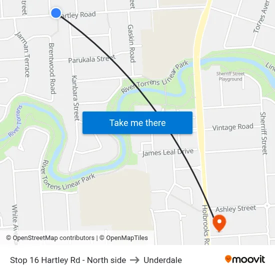 Stop 16 Hartley Rd - North side to Underdale map