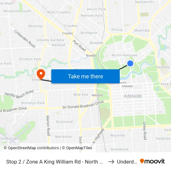 Stop 2 / Zone A King William Rd - North West side to Underdale map
