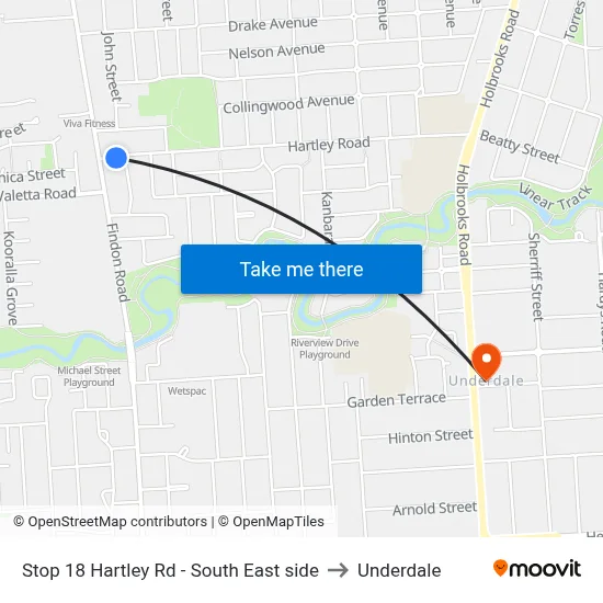 Stop 18 Hartley Rd - South East side to Underdale map