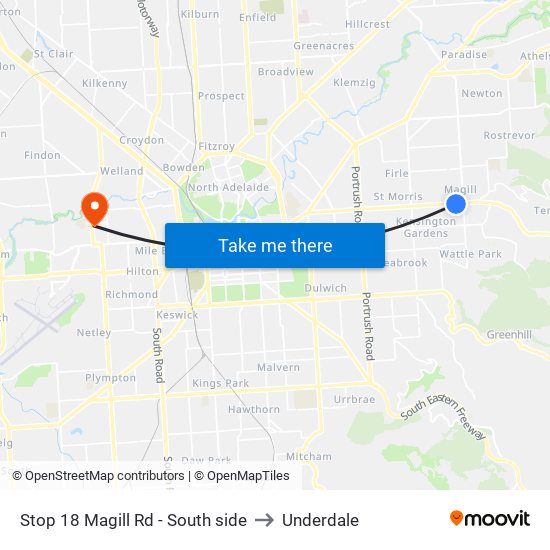 Stop 18 Magill Rd - South side to Underdale map