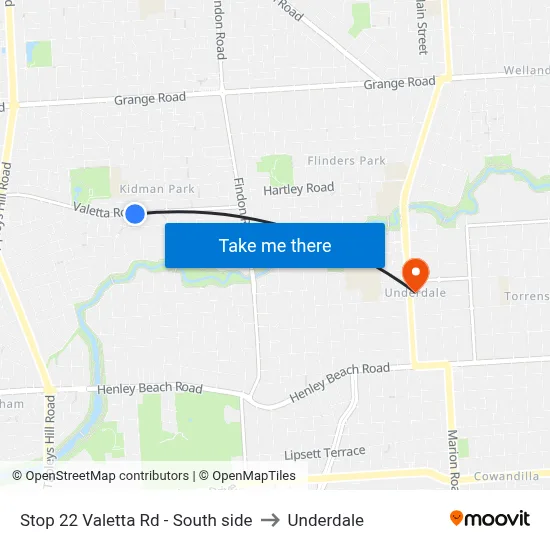 Stop 22 Valetta Rd - South side to Underdale map