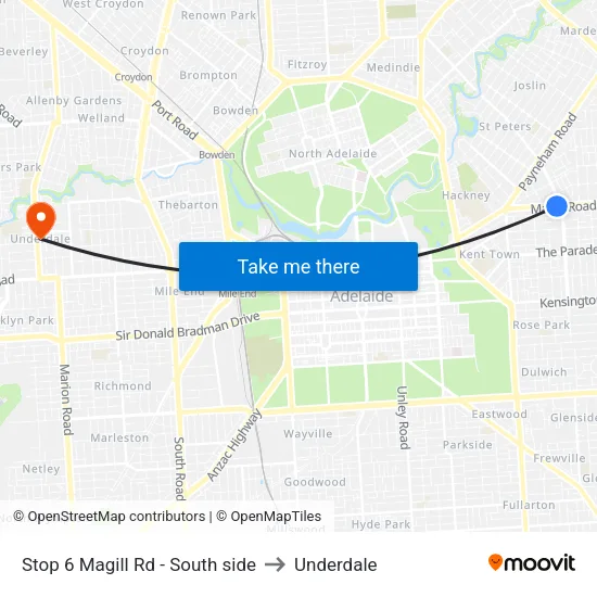 Stop 6 Magill Rd - South side to Underdale map