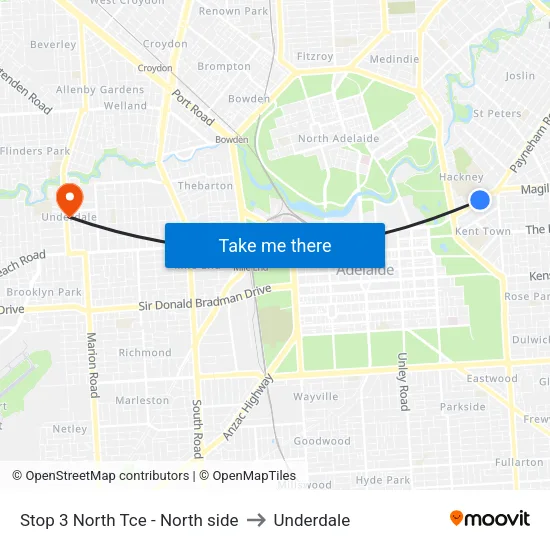 Stop 3 North Tce - North side to Underdale map