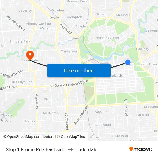 Stop 1 Frome Rd - East side to Underdale map