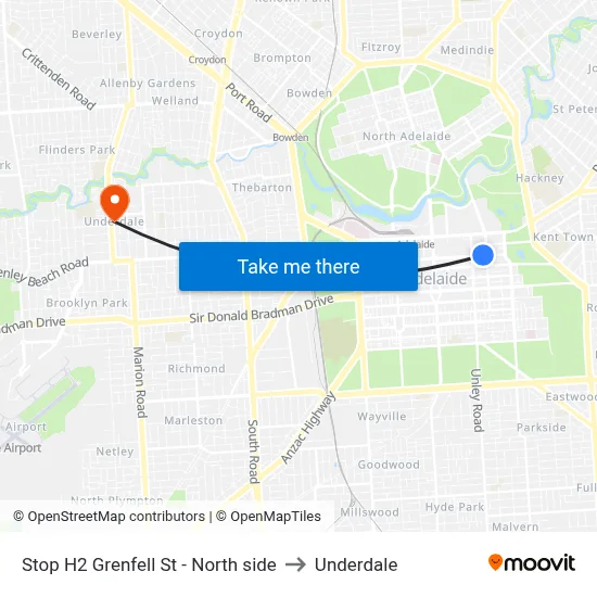 Stop H2 Grenfell St - North side to Underdale map