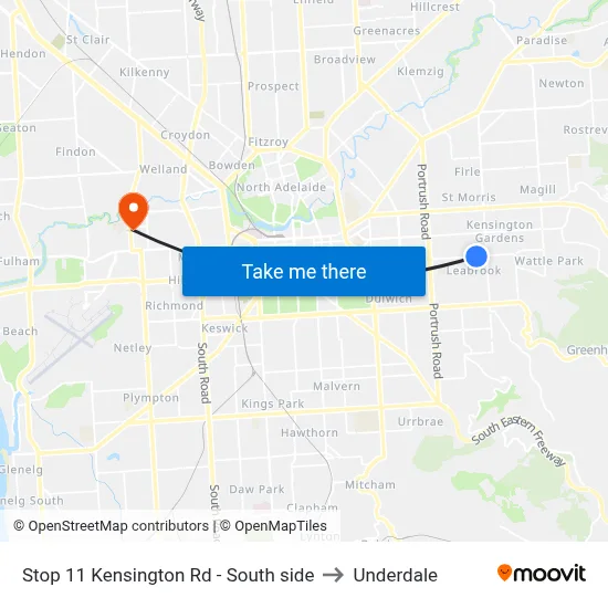 Stop 11 Kensington Rd - South side to Underdale map