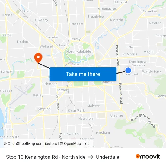 Stop 10 Kensington Rd - North side to Underdale map