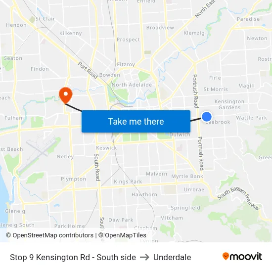Stop 9 Kensington Rd - South side to Underdale map