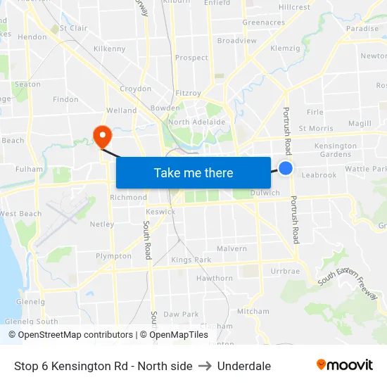 Stop 6 Kensington Rd - North side to Underdale map