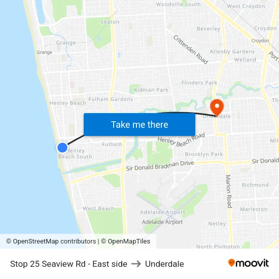 Stop 25 Seaview Rd - East side to Underdale map