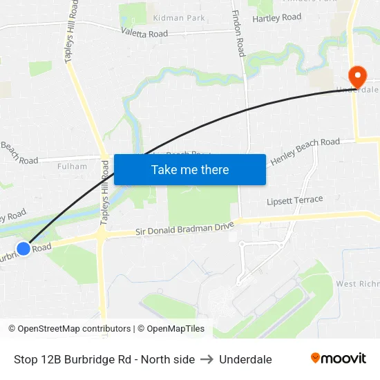 Stop 12B Burbridge Rd - North side to Underdale map