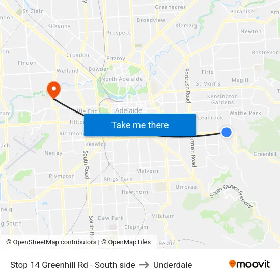 Stop 14 Greenhill Rd - South side to Underdale map