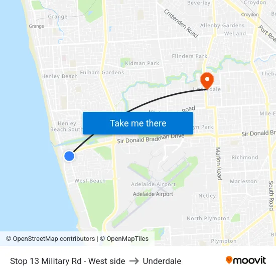Stop 13 Military Rd - West side to Underdale map