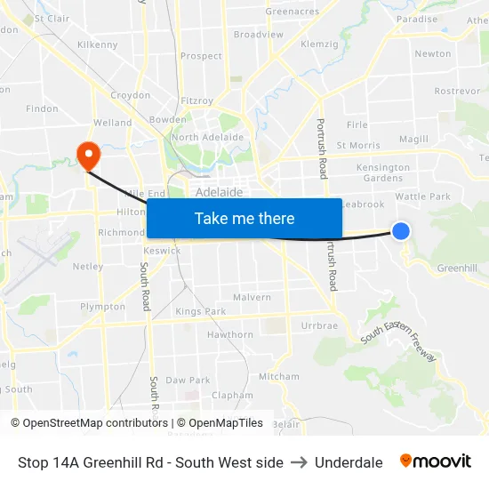 Stop 14A Greenhill Rd - South West side to Underdale map
