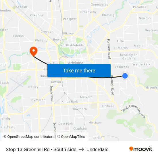 Stop 13 Greenhill Rd - South side to Underdale map