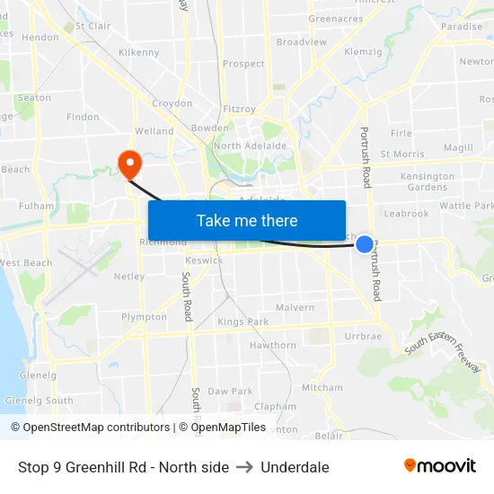Stop 9 Greenhill Rd - North side to Underdale map