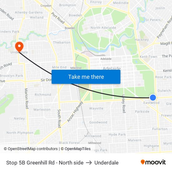 Stop 5B Greenhill Rd - North side to Underdale map