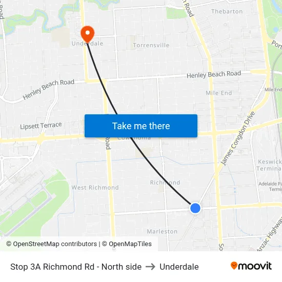 Stop 3A Richmond Rd - North side to Underdale map