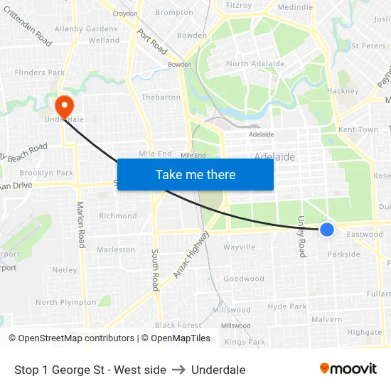 Stop 1 George St - West side to Underdale map